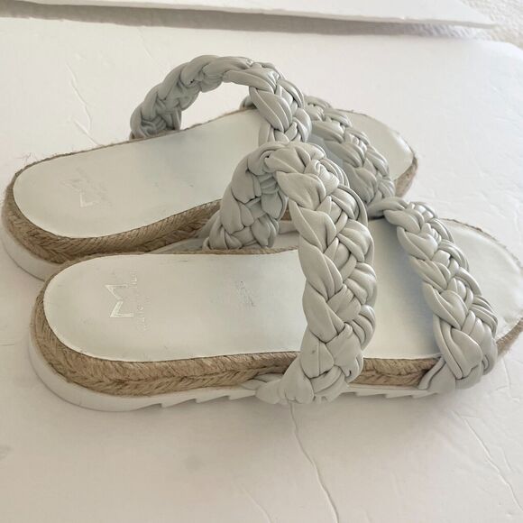 Marc Fisher Jaimee Espadrille Slide White Braided Woven Leather Sandals 8M - Picture 3 of 10